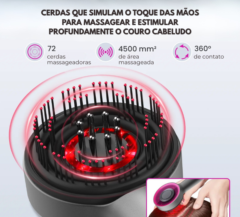 LumiHair - Escova 3 em 1 para fortalecimento dos fios
