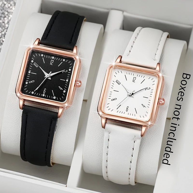 Kit 4 Relógios Minimalistas de Luxo – Masculino e Feminino com Pulseira de Couro, Estilo Casual e Executivo Quartzo