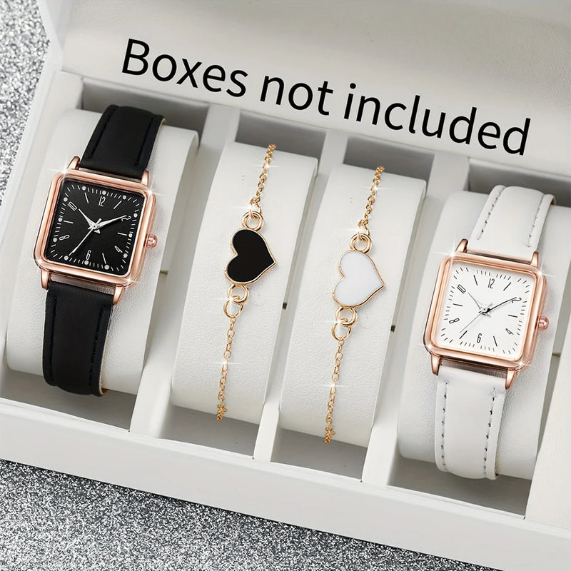 Kit 4 Relógios Minimalistas de Luxo – Masculino e Feminino com Pulseira de Couro, Estilo Casual e Executivo Quartzo